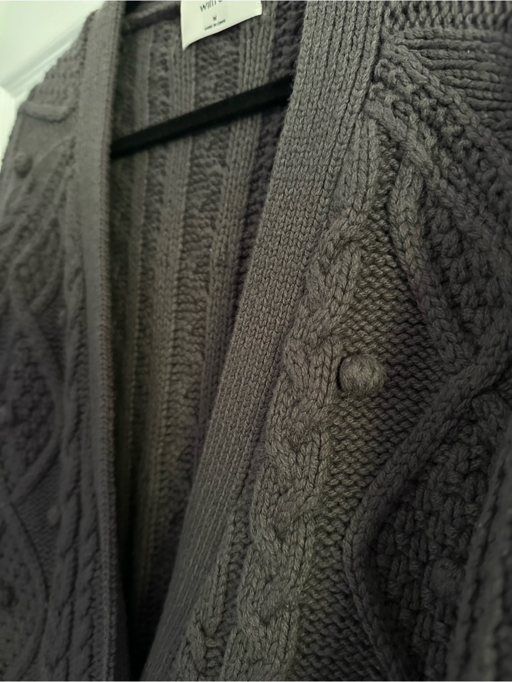 Size M Women’s Wilfred Montpellier Cardigan Merino Wool Cable Knit Taupe - Picture 5 of 9
